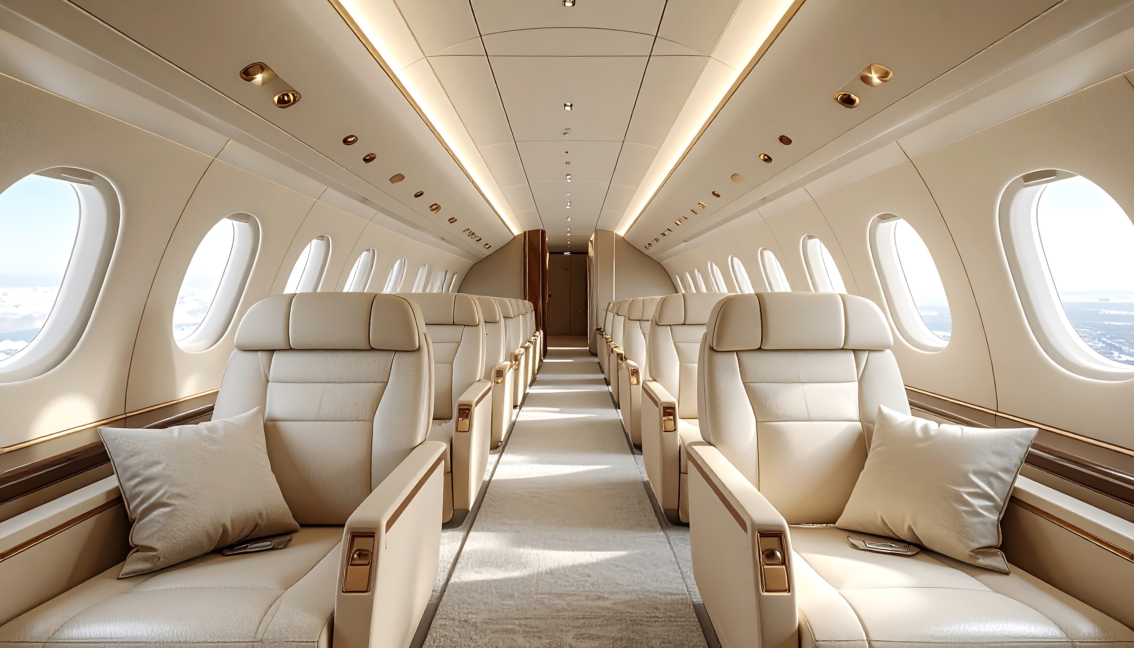 Private jet cabin interior